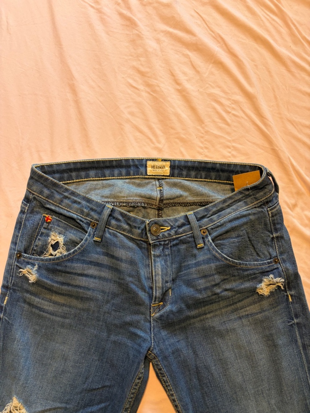 Hudson Jeans Women’s Ripped Medium Blue Boyfriend Jeans